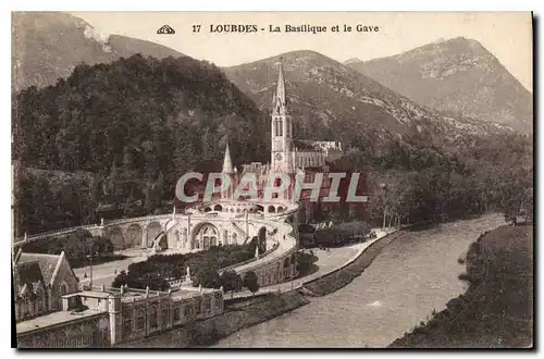 Cartes postales Lourdes la Basilique et le Gave