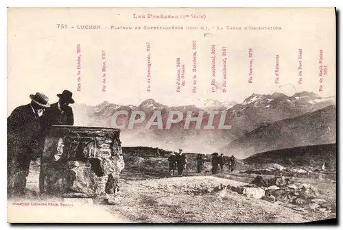 Cartes postales Les Pyrenees Luchon Plateau de Supebagneres la table d'Orientation