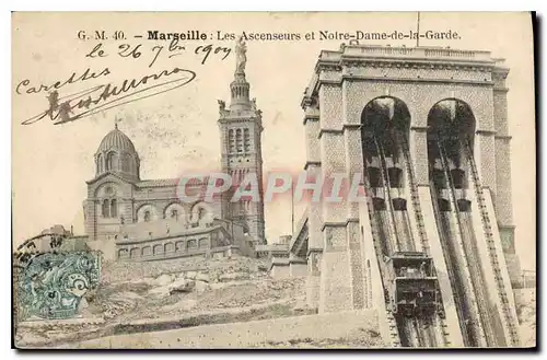 Ansichtskarte AK Marseille les Ascenseurs et Notre Dame de la Garde