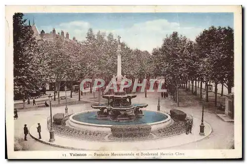 Ansichtskarte AK Valence Fontaine Monumentale et Boulevard Maurice Clerc