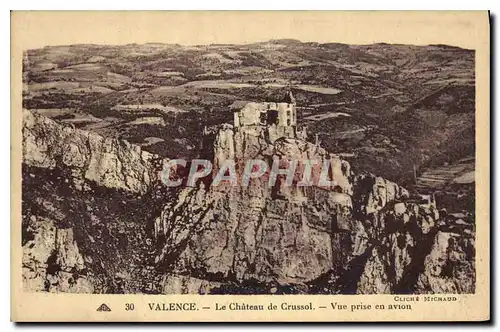 Cartes postales Valence Le Chateau de Crussol vue prise en avion