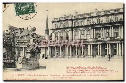 Cartes postales Nancy Palais du Gouvernement