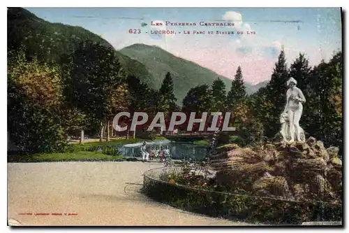 Cartes postales Luchon Le Parc et Statue du Lys