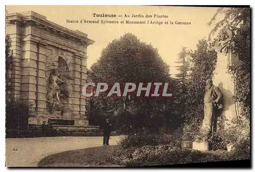 Cartes postales Toulouse Au Jardin des Plantes Statue d'Armand Sylvestre et Monument l'Ariege et la Garonne