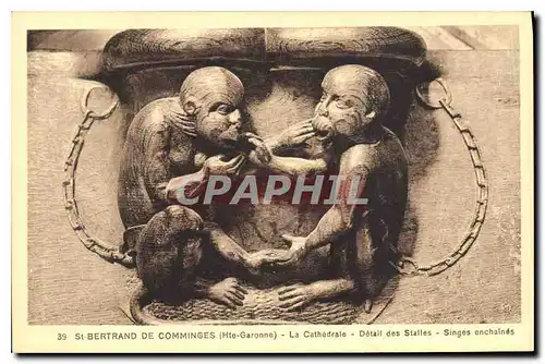 Cartes postales St Bertrand de Comminges Hte Garonne La Chathedrale Detail des Stalles Singes enchaines