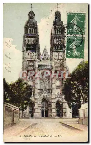 Cartes postales Tours La Cathedrale (brillants cote recto)