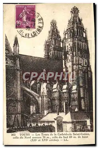 Cartes postales Tours Les tours de la Cathedrale Saint Gatien