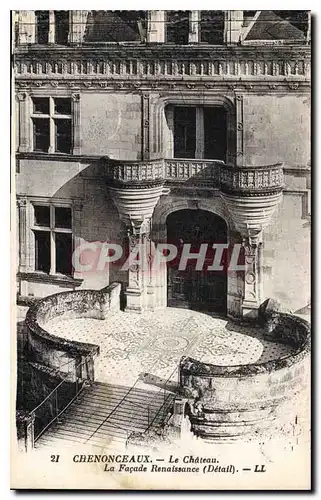 Cartes postales Chenonceaux Le Chateau La Facade Renaissance Detail