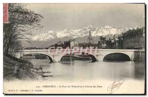 Ansichtskarte AK Grenoble Le Pont de l'Hopital et la Chaine des Alpes