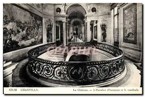 Cartes postales Chantilly le Chateau l'Escalier d'honneur et le vestibule