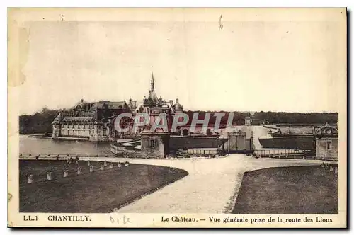 Cartes postales Chantilly le Chateau vue generale prise de la route des Lions