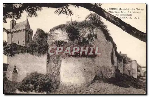 Cartes postales Chinon I et L le Chateau Mon hist X et Xv siecles vue d'ensemble