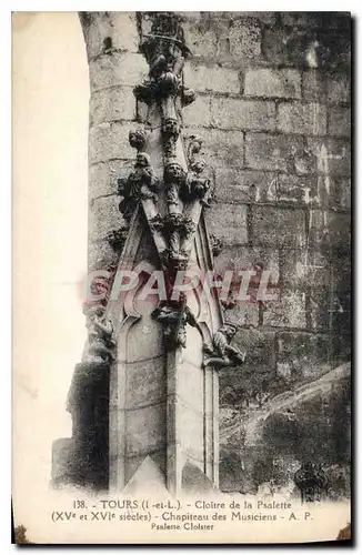 Cartes postales Tours I et L Cloitre de la Psalette XV et XVI siecles chapiteau des Musiciens