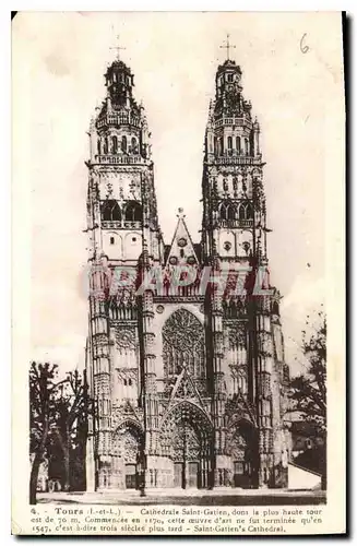 Cartes postales Tours I et L Cathedrale Saint Gatien