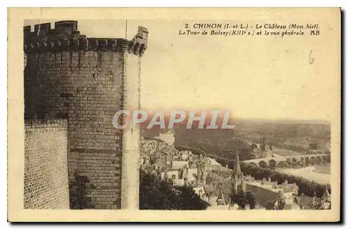 Cartes postales Chinon I et L le Chateau Mon hist la tour de Boisay XIIIs et la vue generale