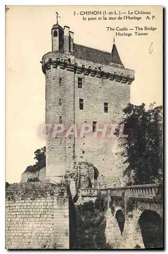 Ansichtskarte AK Chinon I et L le Chateau le pont et la tour de l'Horloge