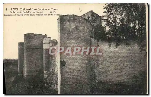 Cartes postales Loches I et L Enceinte et tours de la partie sud est du Donjon