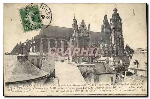 Cartes postales Tours I et L La Cathedrale Saint Gatien tours nef transept nord et abside