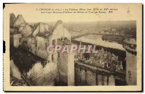 Cartes postales Chinon I et L le Chateau mon hist XIII et XV siecles les Logis Royaux Chateau du Milieu et Tour