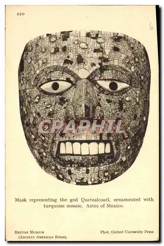 Ansichtskarte AK Mask perresenting the god Quetzalcoatl otnamented with turquoise mosaic Aztec of Mexico British