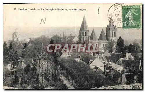 Cartes postales Loches I et L la Collegiale St Ours vue du Donjon