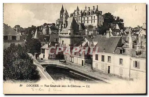 Cartes postales Loches vue generale vers le Chateau