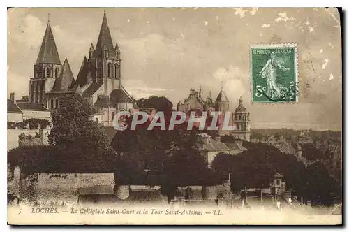 Ansichtskarte AK Loches la Collegiale Saint Ours et la Tour Saint Antoine