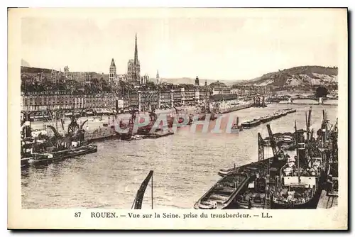 Cartes postales Rouen Vue sur la Seine prise du transbourdeur Bateaux