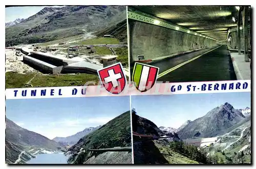 Moderne Karte La Route d'Acces l'Entree cote Suisse et le Tunnel