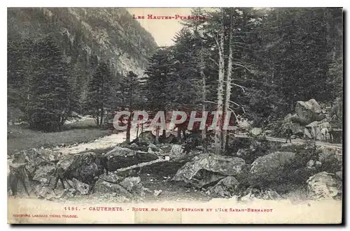 Ansichtskarte AK Les Hautes Pyrenees Cauterets Route du Pont d'Espagne et L'Ile Sarah Bernardt