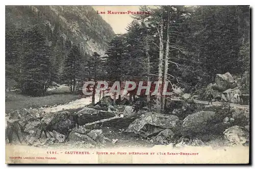 Cartes postales Les Hautes Pyrenees Cauterets Route du Pont d'Espagne et L'Ile Sarah Bernardt