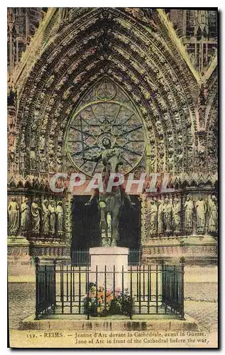 Ansichtskarte AK Reims Jeanne D'Arc devant la Cathedrale avant la Guerre