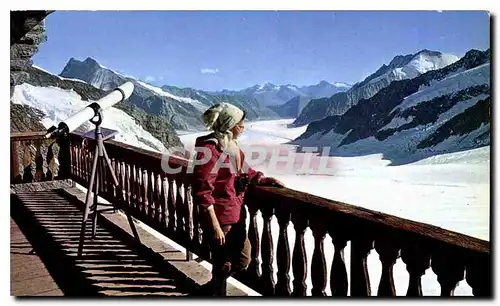 Cartes postales Jungfraujoch Blick vom Berghaus auf Aletschgletscher und Konkordiaplatz Gabelhorn Kamm Cherbadun