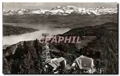 Moderne Karte Uetliberg Berghaus Uto Kulm Blick auf Zurichsee u. Glarreralpen