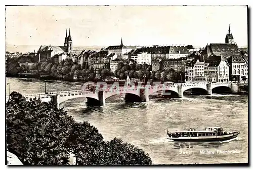 Cartes postales Bale Pont du Milieu Bateau