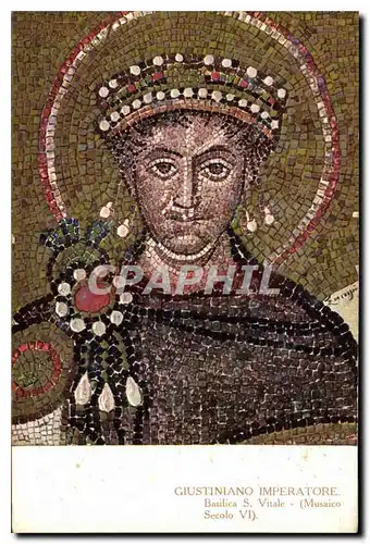 Cartes postales Giustiniano Imperatore Basilica S Vitale Musaico Secolo