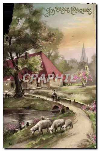 Cartes postales Joyeuses Paques Moutons