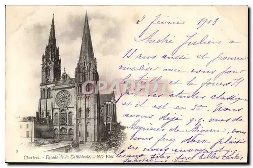 Cartes postales Chartres Facade de la Cathedrale