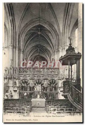 Cartes postales Troyes Interieur del'Eglise Sta Madeleine