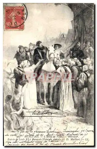 Cartes postales Beauvais L'Hotel de Ville Interieur Entree de louis XI a Beauvais Peinture murale Maillart