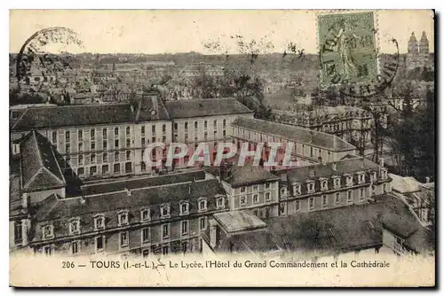 Cartes postales Tours Le Lycee l'Hotel du Grand Commandement et la Cathedrale