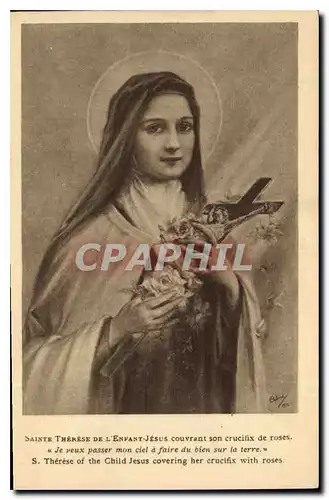 Ansichtskarte AK Sainte Therese de l'Enfant Jesus couvrant son crucifix de roses