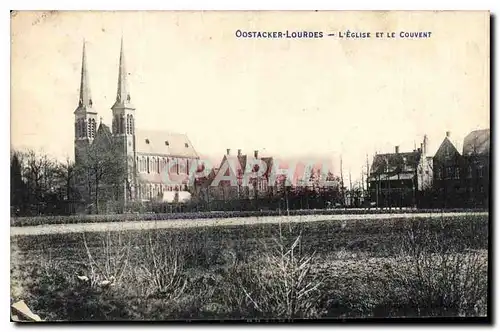 Cartes postales Oostacker Lourdes l'Eglise et le Couvent