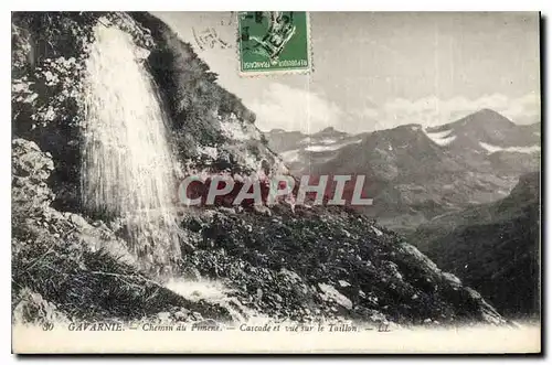 Cartes postales Gavarnie Chemin du Pimene Cascade et vue sur le Taillon