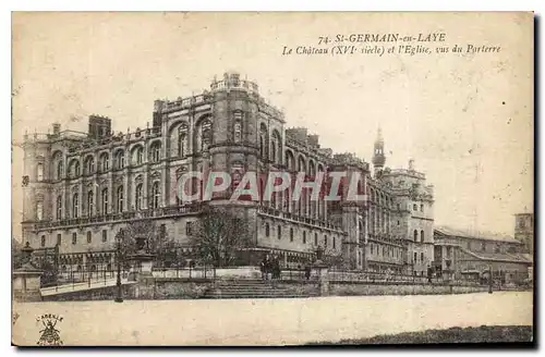 Cartes postales St Germain en Laye Le Chateau et l'Eglise vus du Parterre