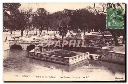 Cartes postales Nimes Jardin de la Fontaine La Source et les bains