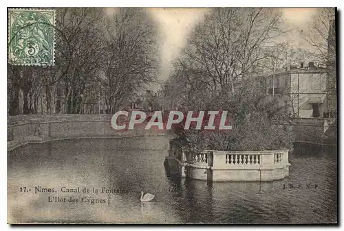 Cartes postales Nimes Canal de la Fontaine l'Ilot des Cygnes