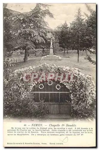 Ansichtskarte AK Nimes Chapelle St Baudile