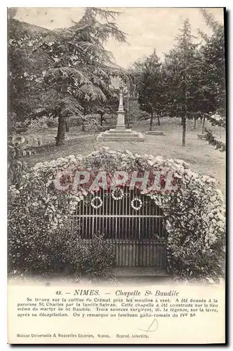 Ansichtskarte AK Nimes Chapelle St Baudile