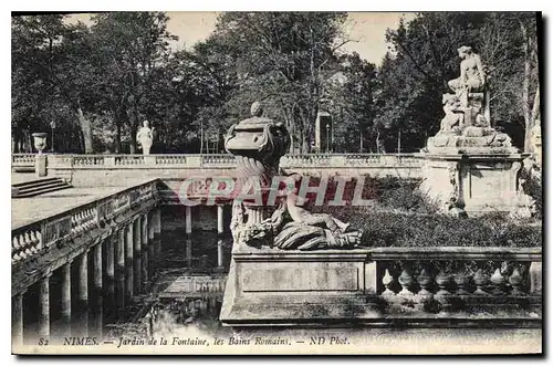 Cartes postales Nimes Jardin de la Fontaine les Bains Romains